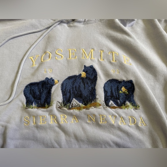 Brandy Melville John Galt Yosemite Sierra Nevada Bear Hoodie Blue Size XL - Picture 2 of 7